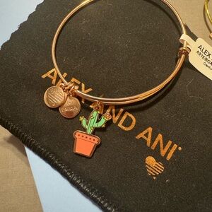 Alex and Ani Rose Gold Cactus Charm Bracelet